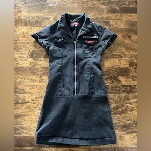 Dickies Black Zip-Front Mini Dress